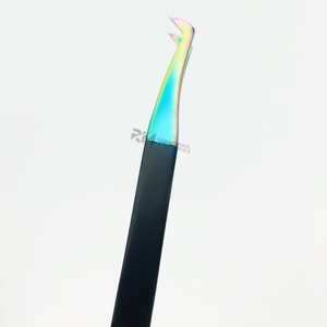 RMI Multi Plasma Color Coated Tip And <b>Black</b> Matt powder Coated Color Eyelash tweezer <b>Boot</b> Volume Point - Product Image 4