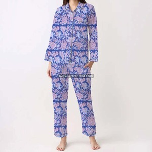 Conjunto de Pijamas de Algodón 100% para Mujer, Ropa de Dormir Suave para el Hogar, Conjunto de Pijamas de Primavera/Verano con Estampado Floral/Personajes/Letras/Estampado/Vacaciones/Árbol PJ057 - Product Image 2
