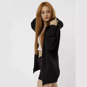 Sudadera con Capucha Personalizada de Alta Calidad para Mujer, Informal, Holgada, Ligera, Transpirable, Lisa, Talla Grande, con Cierre Frontal y Emblema - Product Image 2