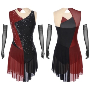 Robes de danse pour femmes avec ensembles de gants longs, costumes de danse latine et moderne, pour spectacles et compétitions de danse latine et moderne - Product Image 4
