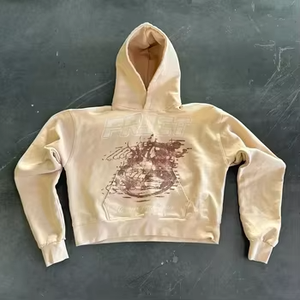 Sweat à capuche d'hiver pour homme, 100% Coton de haute qualité, uni, style vintage, coupe oversize, délavé à l'acide, effet usé par le soleil, effet vieilli, avec poche - Product Image 5