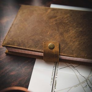 Refillable Leather Hardcover Journal Premium Lined <b>A5</b> Notebook Cover 200 Ruled Writing Pages <b>Card</b> Holder Slot Leather Bound Gift - Product Image 4