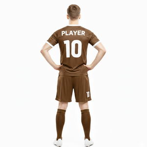 Uniforme de Fútbol Unisex Color Marrón Chocolate, Conjunto de Camiseta y Pantalones Cortos de Fútbol de Alta Calidad, Secado Rápido, Transpirable, Antibacterial, Personalizable para Equipos - Product Image 3