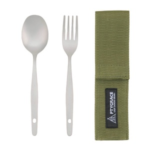 Reusable <b>Flatware</b> <b>Set</b> Titanium Spoon & Fork <b>Set</b> for Outdoor Camping, Excursion Titanium Spoon & Fork <b>Set</b> with Storage Bag - Product Image 1