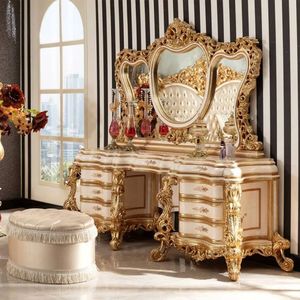 ชุดห้องนอนหรูหราสไตล์คลาสสิคสีงาช้างทองคำ ยี่ห้อ Honeyrose Hotel ลดราคาพิเศษ หัวเตียงหุ้มผ้าแบบ Tufted ทำจากไม้มะฮอกกานีแท้ สไตล์ยุโรป - Product Image 4