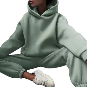 Suéteres informales de gran tamaño de Invierno para mujer, chándal de punto para correr, conjunto de 2 piezas, pantalón cálido, pantalón, Pantalón deportivo con logotipo de lana - Product Image 4