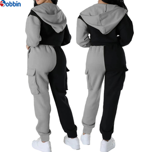 Top Quality Hot Selling Women Reversible Color Blocking Hooded Tracksuit Full Sleeve Cargo Joggers Loose Fit Elastic Waist 2Pcs - Product Image 4