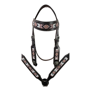 Conjunto de Brida de Cuero Estilo Western con Patrón Bordado y Cierre de Hebilla Ajustable para Montar a Caballo - Product Image 4