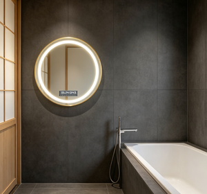 Round <b>LED</b> Bathroom Mirror Illuminated Wall Mounted <b>Vanity</b> Mirror Touch Screen Dimmable Hotel Washroom Mirror - Product Image 5
