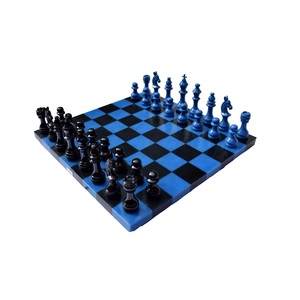 Jeu d'échecs de luxe en acrylique bleu nuit et noir de 15 pouces avec pièces lestées, jeu de société professionnel pour la décoration intérieure et les cadeaux d'entreprise - Product Image 1