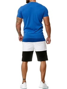 Ensemble T-shirt et short pour homme personnalisable, col rond, séchage rapide, 100% polyester, impression numérique sans couture, été - Product Image 4