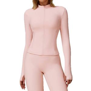Conjunto de Yoga con Cremallera Completa para Mujer, Ajuste Delgado, Leggings de Cintura Alta, Chaqueta de Gimnasio de Manga Larga con Bolsillos, Ropa Deportiva - Product Image 2