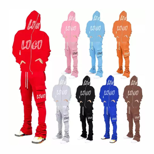 Custom Logo Plus Size Winter Hooded Hoodie Jogger Sweatpants Tracksuit Set <b>Men</b> Women Breathable Lightweight Polyester/Nylon - Product Image 2