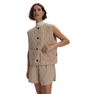 Women <b>Quilted</b> Gilet Sleeveless Lightweight Vest Button Front Elastic Waist Casual Spring <b>Summer</b> Fashion Layering Bodywarmer - Product Image 3