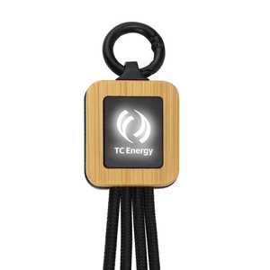 Bamboo Light-Up Logo Type C Car Charger Multi- <b>Charging</b> <b>Cables</b> - Product Image 2