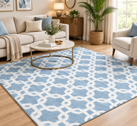 Hand Knotted Blue Rug, Ivory Geometric Rug, Modern Wool Area Rug, Soft Designer Carpet, Living Room Bedroom Rug, Custom Size