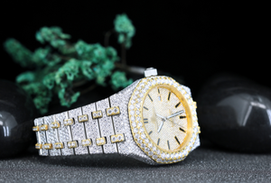 Reloj de Lujo Octogonal de Dos Tonos con Incrustaciones de Moissanita para Hombre |   Reloj de Cuarzo con Diamantes de Imitación Estilo Hip Hop de Acero Inoxidable al por Mayor - Product Image 2