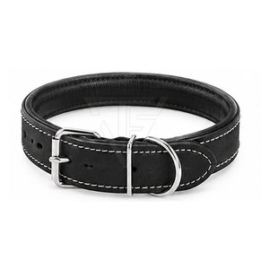 Ensemble collier et laisse pour chien en cuir véritable classique avec sangle réglable, boucle en métal, anneau en D et sangle cousue - Product Image 4
