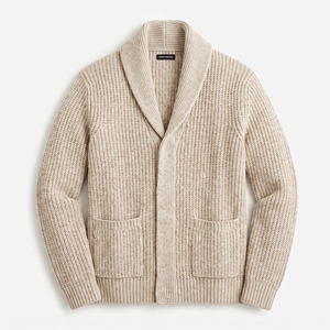 Cárdigan de punto trenzado con cuello chal de lana sólida para hombre, suéter grueso de manga larga con bolsillos para otoño e invierno - Product Image 1