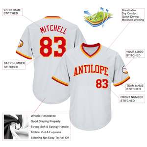 Fournisseur en gros de maillots de baseball personnalisés, uniformes d'équipe à col en V, logo personnalisé, noms, numéros, manches courtes, vêtements de sport OEM en gros - Product Image 4