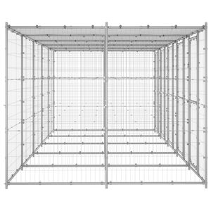 Caseta para Perros de Acero Galvanizado Plateado Resistente, Jaula y Casa para Mascotas de 130.1 Pies Cuadrados - Product Image 3