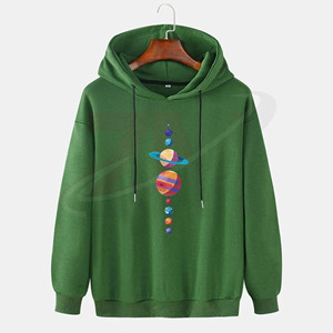 Sudadera con capucha 100% algodón de gramaje pesado para hombre, sudaderas con capucha unisex con estampado personalizado, logotipo de marca, talla grande, color verde - Product Image 1