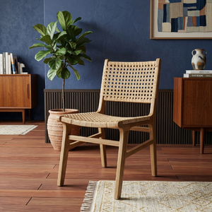 Experimente la Elegancia Moderna con la Silla de Comedor Sabang de Ratán, Fabricada con Ratán Bien Pulido y Madera de Teca Resistente, 50x60x88 cm - Product Image 6