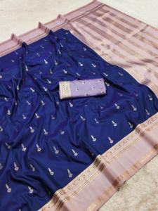 Sari Tradicional Indio de Seda Banarasi con Trabajo de Tejido Zari para Bodas y Eventos Festivos, Atuendo para Mujer - Product Image 3