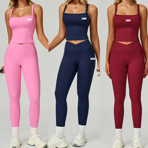Conjunto de Yoga para Mujer 2026, Dos Piezas, Secado Rápido, Ecológico, Color Sólido, Tallas Grandes, Spandex/Nailon, Ropa Deportiva Elástica, Cintura Elástica - Product Image 1