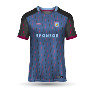 เสื้อฟุตบอลออกแบบเองแบบยั่งยืนเป็นมิตรกับสิ่งแวดล้อม พิมพ์ลายแบบซับลิเมชั่นเต็มตัว ระบายอากาศได้ดี ซับเหงื่อ ผลิตจากโพลีเอสเตอร์ 100% คอวี - Product Image 5