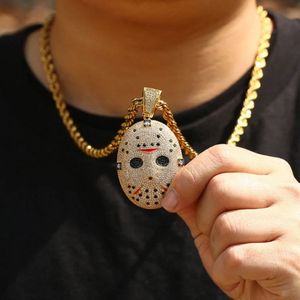 Collier pendentif Jason Mask White Gold Friday the 13th pour homme et femme, hip hop, CZ, diamant Moissanite, argent plaqué or, bijoux. - Product Image 2