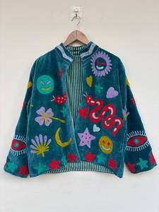 Embroidered Reversible Cotton Suzani Velvet <b>Jacket</b> Boho Statement Coat Indian Artisanal Vintage <b>Bridesmaid</b> Coat - Product Image 1