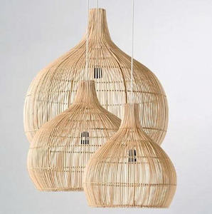 Lampe suspendue en rotin tressé, luminaires rustiques pour salon et cuisine - Product Image 4