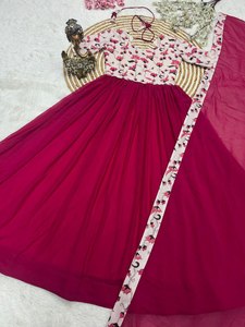 Robe Anarkali longue style col rond, 1 couleur / Kurti/Kurta d'été confortable et élégant avec photo réelle / Prix de gros - Product Image 6