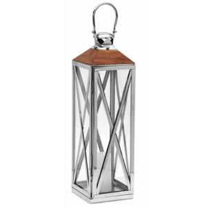 Farol Decorativo de Madera y Metal para Exteriores, Acabado en Níquel Brillante, Estilo Moderno, Hecho a Mano, en Oferta - Product Image 6
