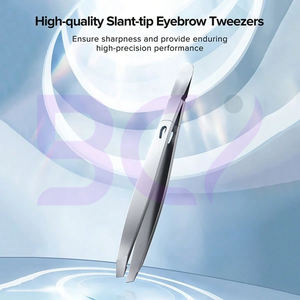 Pince à épiler en acier inoxydable, pointe fine et coudée, avec étui de voyage en cuir pour hommes et femmes - Product Image 3