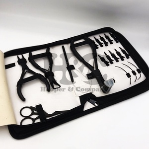 Kit d'outils de pose d'extensions capillaires nouées à la main de qualité supérieure avec pinces en acier, couleur et logo personnalisés, noir, durable, kit d'outils capillaires en promotion - Product Image 5