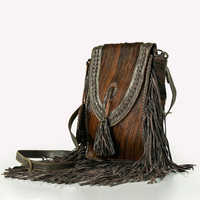   Sac bandoulière en cuir de vachette style bohème avec franges, sac à main western pour cowgirl
