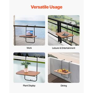 Tavolo Pieghevole da Balcone 25x24 per Ringhiera, Tavolo Bar da Esterno per Ringhiere, Regolabile a 4 Livelli - Categoria Prodotto: Tavoli - Product Image 5