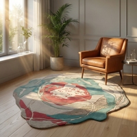 Tapis indien Sugarbush personnalisable, abstrait, moderne, à poils longs, tufté à la main, en laine de Nouvelle-Zélande, anti-taches, anti-chute de poils, avec support en latex