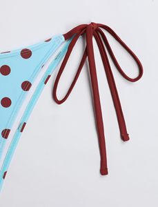 Ensemble bikini 2 pièces pour femme, maillot de bain à pois avec liens latéraux, fournisseur en gros - Product Image 5