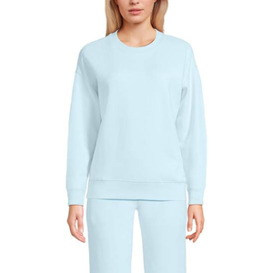 เสื้อสเวตเตอร์ถักคอกลมสีฟ้าอ่อนสำหรับผู้หญิง แขนยาว สีพื้น ระบายอากาศได้ดี เหมาะสำหรับใส่ในฤดูใบไม้ผลิ - Product Image 2