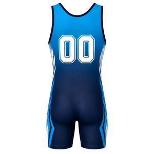 Traje Deportivo de Poliéster Sublimado Azul Rey y Blanco para Hombre, Singlet de Lucha Libre, Ropa de Entrenamiento de Alto Rendimiento - Product Image 3