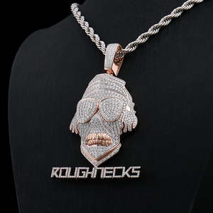 Colgante de Calavera 3D con Certificados IGI, Colgante de Diamante Moissanita, Colgante de Oro Sólido de 10k, Colgante Chapado en Oro Rosa, Joyería Hip Hop para Hombres - Product Image 1