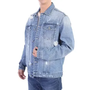 Loose Fit <b>Long</b> Sleeve Denim <b>Jacket</b> Flap Pockets Button Decoration Vintage-Casual Style Washed Technics Autumn <b>jacket</b> for <b>men</b> - Product Image 3