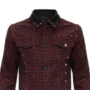 Nouvelle veste en jean élégante pour homme, 100% coton, personnalisable OEM, coupe-vent, respirante, séchage rapide, veste en jean pour homme avec strass - Product Image 5