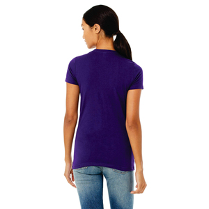 Women's <b>Purple</b> Crew Neck Short Sleeve T-<b>Shirt</b> Slim Fit Casual Solid Color 100% Cotton Jersey Fabric Breathable All Seasons Wear - Product Image 2