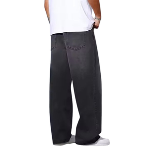 GENERSA SPORTS Jeans Rectos Ligeros de Alta Calidad para Hombre, Estilo Hip Hop Otoñal, Vintage, Lavado Enzimático, Cintura Elástica - Product Image 2