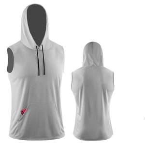 <b>Men</b> <b>Sleeveless</b> <b>Hoodies</b> Cotton Polyester Solid Sports Vest Breathable Fashionable Hooded Tank Tops Gym Active Hooded Tank Top - Product Image 2