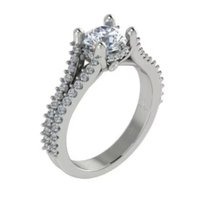Bague de fiançailles solitaire en diamant véritable 1,00 TCW pour femme en or blanc 14 carats |   Bijoux de mariée raffinés à taille ronde avec pierres d'appoint - Product Image 4